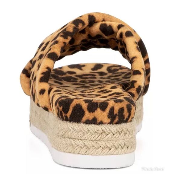 Olivia Miller River Flatform Wedge Chunky Leopard Animal Print Slide Sandals - Picture 10 of 10